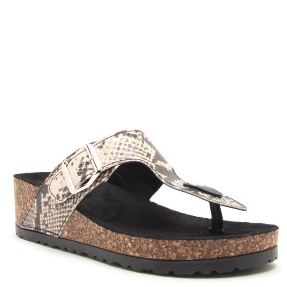 Qupid Shoes - 1 Left! Qupid Ahana Python Thong Comfort Sandal